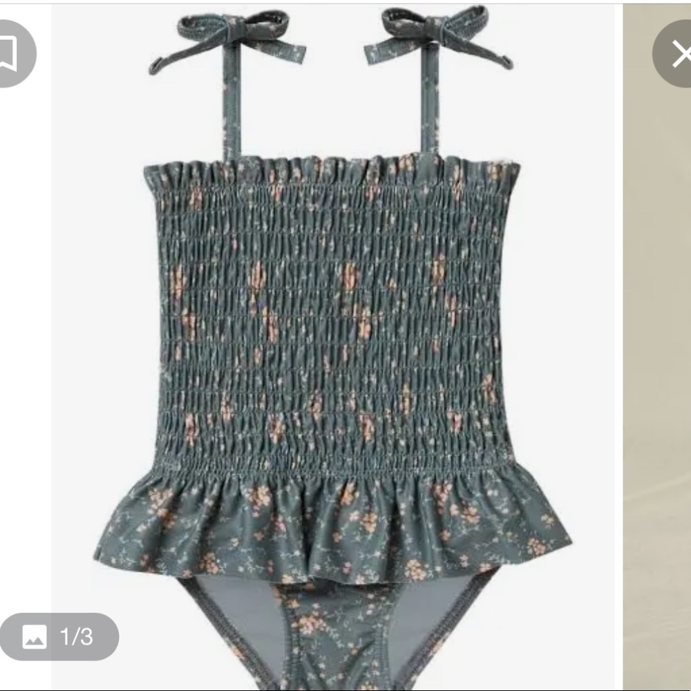 Rylee + Cru Smocked one piece with shoulder tie